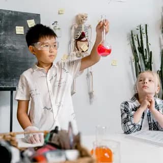 Students completing an A-Level science experiment